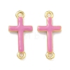 Brass Enamel Religion Cross Links Connector Charms KK-D229-07G-04-1