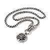 304 Stainless Steel Dragon Head King Box Chain Viking Sun Pendant Necklaces for Men NJEW-K278-13AS-2