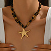 Summer Alloy Pendant Leopard Print Cord Necklaces FS-WG0DEDB-05-1