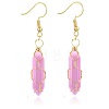 Pink Aventurine Hexagon Handmade Copper Wire Wrapped Earrings Natural Stone Column Earrings ND6138-7-1