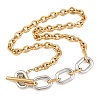 Two Tone 304 Stainless Steel Oval Link Cable Chain OT Necklaces for Women NJEW-T020-03A-GP-2