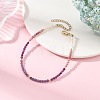 Natural Pearl Rice & Faceted Round Natural Amethyst & Ruby & Rhodonite Beaded Anklets AJEW-AN00837-1