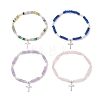 Cross 304 Stainless Steel Charm Bracelets BJEW-JB13112-1