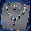 Teardrop Alloy Rhinestone Pendant Necklaces & Stud Dangle Earrings Sets FS-WGE9DA1-10-1