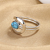 Oval Brass with Synthetic Turquoise Finger Rings FS-WG5DC9A-02-3