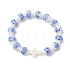 Imitated Pearl Acrylic & Handmade Porcelain & Synthetic Turquoise Beads Bracelets BJEW-JB13229-2