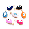 Rack Plating Light Gold Tone Alloy Enamel Pendants PALLOY-T077-230-1