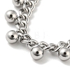 Non-Tarnish 304 Stainless Steel Round Ball Charms Link Chain Anklets LS-AJEW-G054-01P-2
