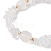 Natural Quartz Crystal Chip & Cuboid Rock Crystal Beaded Stretch Bracelets for Women BJEW-JB10808-03-3