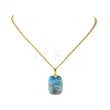 Natural Apatite Rectangle Pendant 304 Stainless Steel Cable Chain Necklaces NJEW-JN06210-02-4