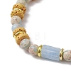 Natural Lava Rock & Synthetic Aqua Terra Jasper & Natural Aquamarine Beads Strethch Bracelets BJEW-JB11666-02-3