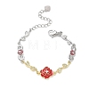 Brass Micro Pave Clear Cubic Zirconia Link Chain Bracelets for Women BJEW-C156-05GP-4