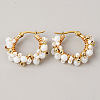 Handmade Glass Crystal Imitation Pearl Hoop Earrings HL6651-6-1