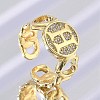 Brass Micro Pave Clear Cubic Zirconia Open Cuff Rings for Women RJEW-K289-02G-H-1