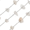 304 Stainless Steel with Natural Moonstone Chip Link Chains CHS-G038-09P-06-1