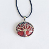 Alloy Pave Natural Red Jasper Tree of Life Pendant Necklaces LS-KW6501-5-1