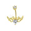 304 Stainless Steel Pave Cubic Zirconia Curved Barbell Belly Rings FS-WG6D7D2-02-1