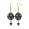 Glass & Dyed Natural Malaysia Jade & Lapis Lazuli Dangle Earrings EJEW-MZ00814-03-3
