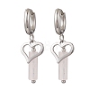 304 Stainless Steel Rose Quartz Column Hoop Earrings EJEW-JE06791-02-1