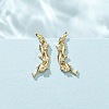 Brass Pave Cubic Zirconia Stud Crawler Earrings KK-CBAA351-20G-01-1