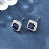 Square Brass Micro Pave Cubic Zirconia Stud Earrings EJEW-Z164-22P-4