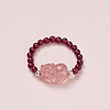 Adjustable Natural Garnet Bead Finger Rings FS-WGFFDB9-03-1