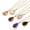 Brass Micro Pave Cubic Zirconia Pendant Necklaces NJEW-E106-18KCG-1