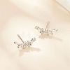 Sterling Sliver Micro Pave Cubic Zirconia Stud Earrings UU1556-2-1