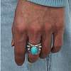 Adjustable Zinc Alloy with Synthetic Turquoise Cuff Rings CJ8951-2-2