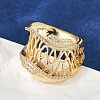 Brass Micro Pave Clear Cubic Zirconia Open Cuff Rings for Women RJEW-A059-05G-5