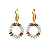 Natural Howlite & Natural Tiger Eye Bead Dangle Stud Earrings WGF593F-02-2
