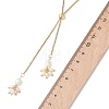 Natural Cultured Freshwater Pearl Flower Beaded Pendant 304 Stainless Steel Cable Chain Lariat Necklaces NJEW-JN05970-4