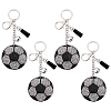 Sports Theme Resin Rhinestone Football Keychains KEYC-WH0003-34P-1