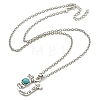 Letter A~Z Antique Silver Plated Alloy with Synthetic Turquoise Pendant Necklace NJEW-G080-01U-3