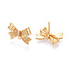 Brass Micro Pave Cubic Zirconia Stud Earring Findings KK-N263-15G-2