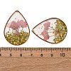 Brass & Transparent Epoxy Resin & Dried Flower Pendants RESI-G133-04G-01-3