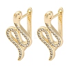 Brass Clear Cubic Zirconia Hoop Earrings EJEW-Q014-36G-2