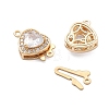 Heart Brass Micro Pave Cubic Zirconia Box Clasps KK-B125-15A-01G-2