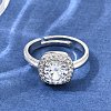 Brass Micro Pave Clear Cubic Zirconia Cuff Open Rings CU-CBA5C10-12P-1