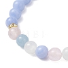 Round Natural Mixed Gemstone Beads & Brass Rhinestone Spacer Beads Stretch Bracelets for Women BJEW-JB12707-3