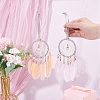 2Pcs 2 Colors Woven Net/Web with Feather Pendant Decorations AJEW-CP0005-26-3