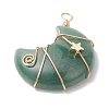 Natural Green Aventurine Copper Wire Wrapped Pendants PALLOY-JF02685-03-3