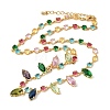 Brass Pave Colorful Cubic Zirconia Geometric Link Chain Necklaces NJEW-C111-03A-4