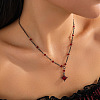 Gothic Brass & Glass Pendant Link Chain Necklaces for Women FS-WGECF55-12-1