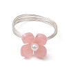 Flower Cellulose Acetate(Resin) & Shell Pearl Finger Rings RJEW-TA00181-02-4