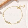 Brass Micro Pave Clear Cubic Zirconia Infinity Link Bracelets KK-CBA6980-27G-1