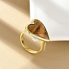 Heart Brass Natural Tiger Eye Finger Rings RJEW-D304-01G-D-4