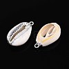 Electroplated Natural Cowrie Shell Pendants X-SSHEL-T017-36-2