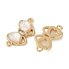 Brass Clear Cubic Zirconia Pave Natural Shell Bowknot Connector Charms KK-P283-06G-2