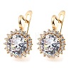 Brass with Cubic Zirconia Hoop Earrings EJEW-D078-42G-1